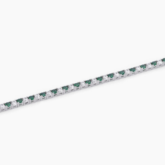 Bracciale Tennis Smeraldi Sintetici e Zirconi Mabina