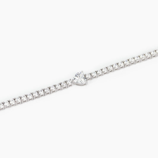 Bracciale Tennis con Zircone a Cuore Centrale Mabina