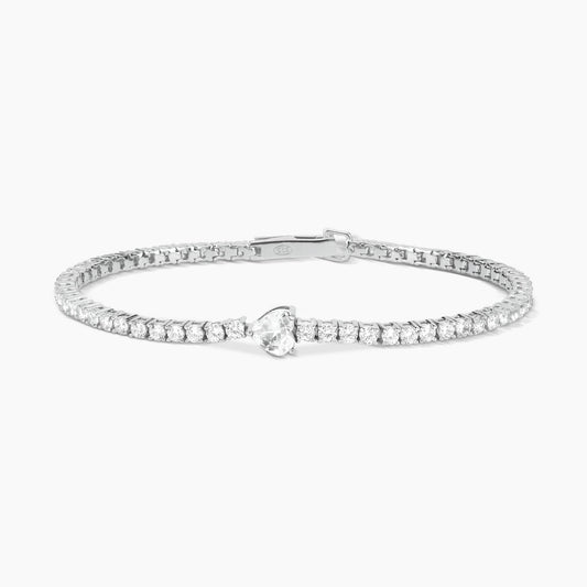 Bracciale Tennis con Zircone a Cuore Centrale Mabina