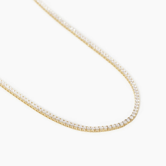 Girocollo Tennis Dorato con Zirconi Bianchi Mabina