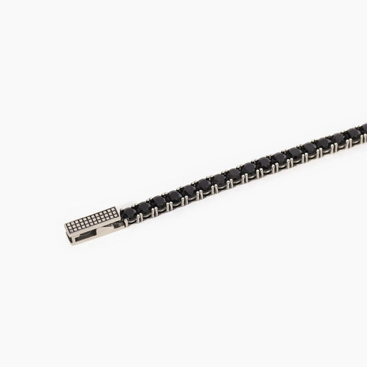 Bracciale Tennis da Uomo con Zirconi Neri Mabina