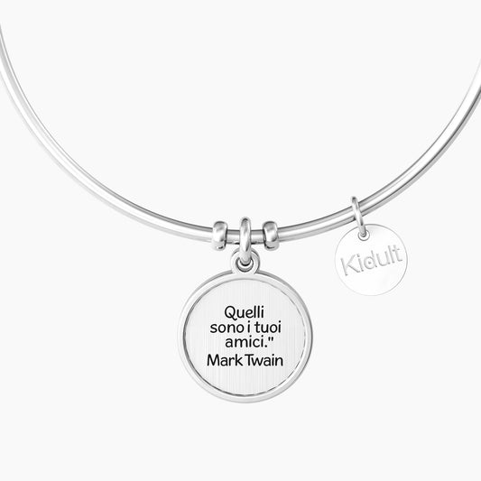 Bracciale Rigido in Acciaio con Ciondolo Amicizia Kidult