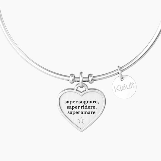 Bracciale Donna Rigido con Ciondolo a Forma di Cuore Kidult