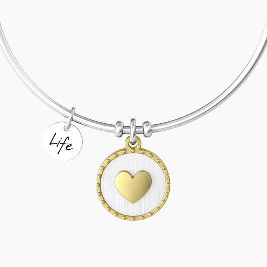 Bracciale Rigido Donna con Ciondolo Tondo e Cuore Kidult