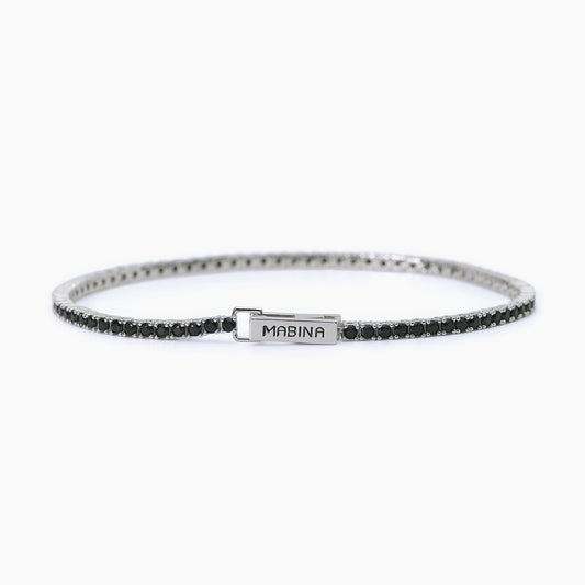 Bracciale Tennis da Uomo in Argento Rodiato con Zirconi Neri Mabina