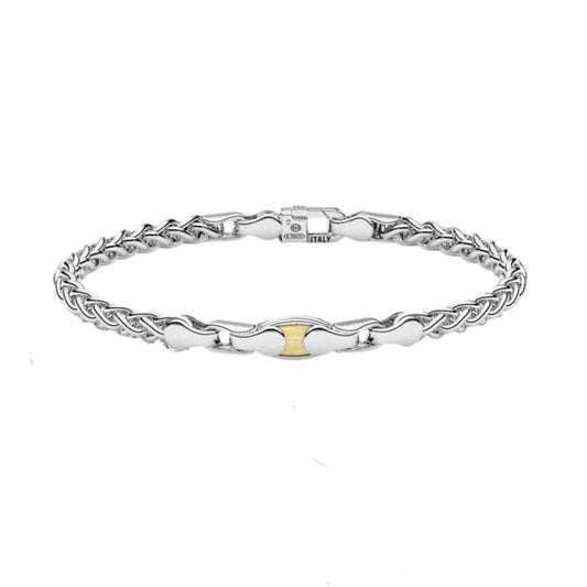 Bracciale a Maglia Tubolare in Argento e Oro Zancan