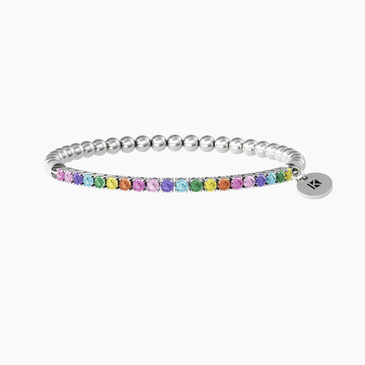 Bracciale Elastico con Sfere Lucide e Zirconi Multicolor Kidult