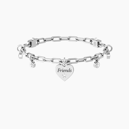 Bracciale Regolabile Amica con Cristalli e Ciondolo Cuore Kidult