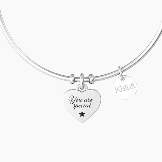 Bracciale Rigido con Ciondolo Cuore e Frase Kidult