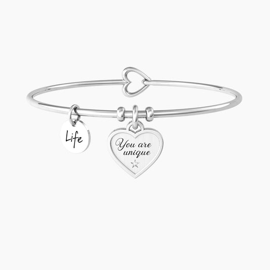Bracciale Rigido con Ciondolo Cuore e Frase Kidult