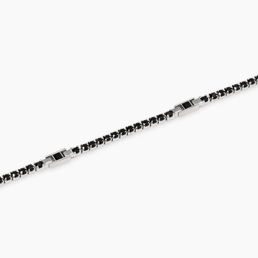 Bracciale Tennis da Uomo con Zirconi Neri Mabina