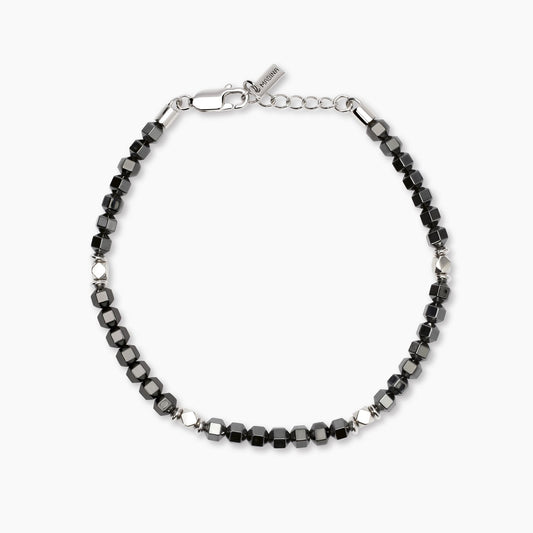 Bracciale Regolabile da Uomo in Argento e Ematite Mabina