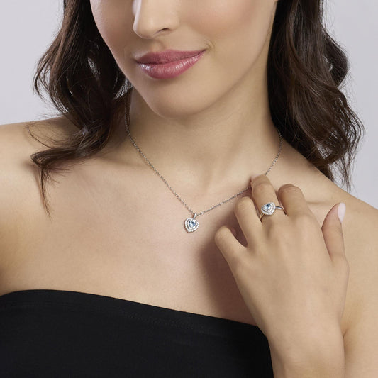 Anello con Cuore in Acquamarina Sintetica VITTORIA Mabina