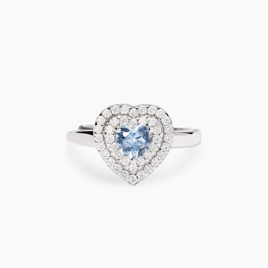 Anello con Cuore in Acquamarina Sintetica VITTORIA Mabina