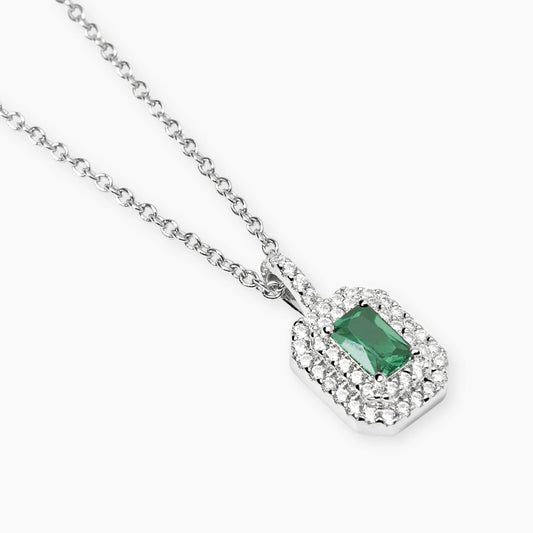 Girocollo con Smeraldo Sintetico e Zirconi Mabina