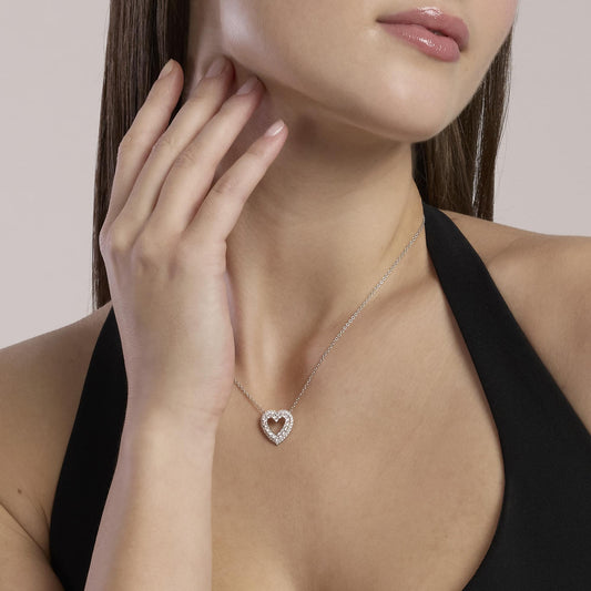 Girocollo con pendente a cuore in zirconi bianchi REGINA DI CUORI Mabina