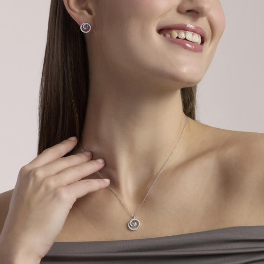 Girocollo con pendente a spirale con acquamarina sintetica e zirconi SOGNI D'ORO Mabina