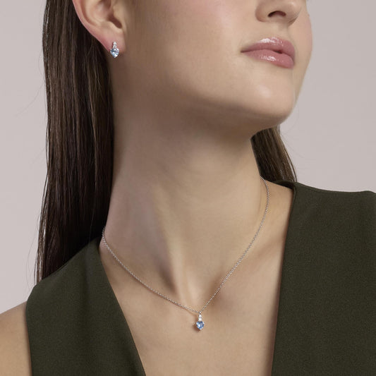 Orecchini con cuore pendente in acquamarina sintetica ROUGE  Mabina