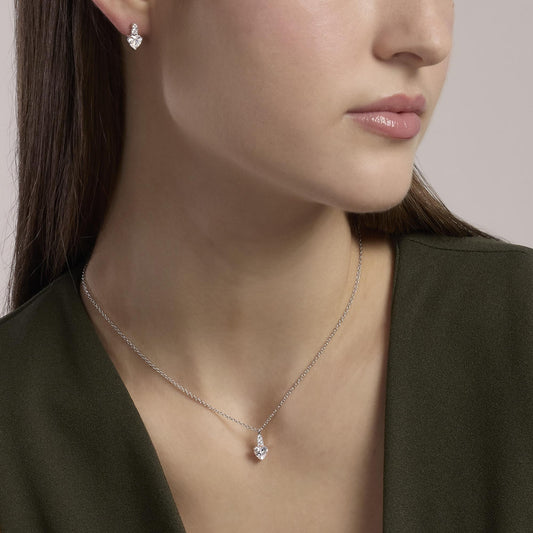 Orecchini con cuore pendente in zirconi bianchi ROUGE Mabina