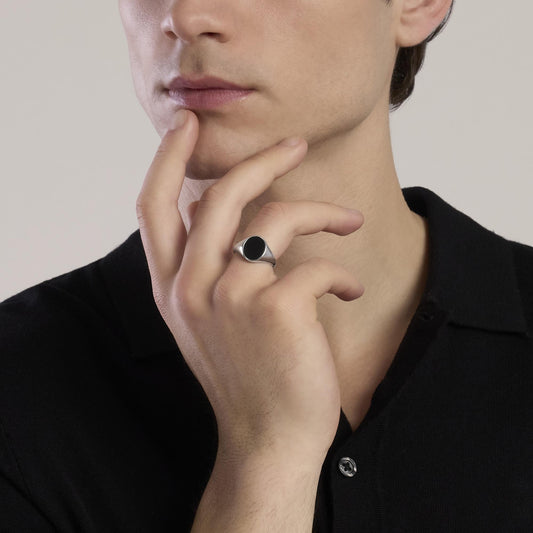 Anello ovale in argento e onice KINGSTONE Mabina