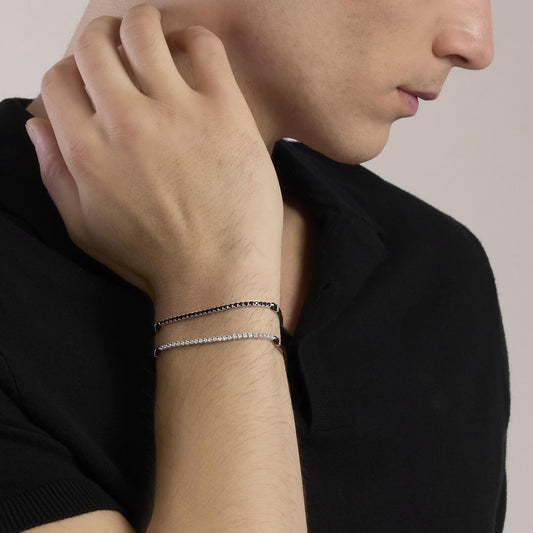 Bracciale con cordino e tennis di zirconi neri MIDNIGHT Mabina