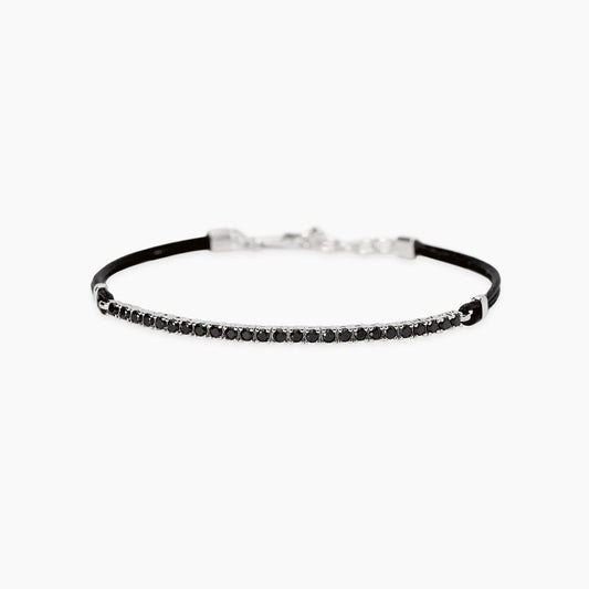 Bracciale con cordino e tennis di zirconi neri MIDNIGHT Mabina