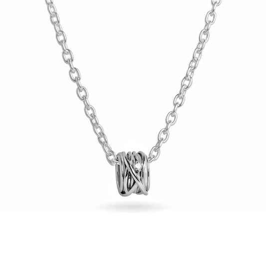 Filodellavita Mini 13 fili in Oro Bianco / Giallo / Rosa 9kt e diamantino con collana in Argento 925 e Oro Rosa 9kt Rubinia