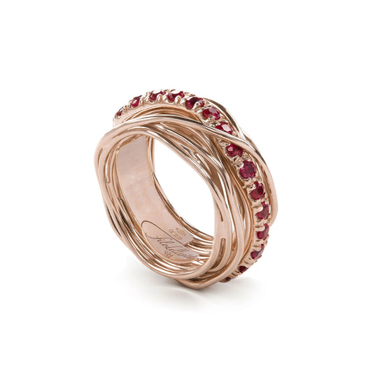 Filodellavita Prezioso 13 fili in Oro Rosa 9kt e Rubini Rubinia