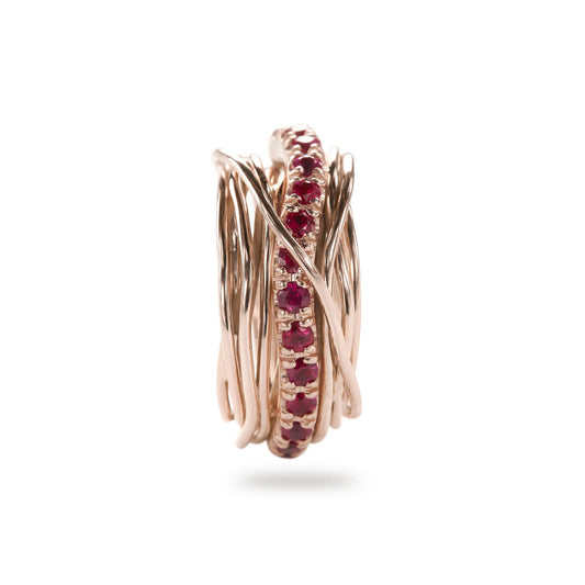 Filodellavita Prezioso 13 fili in Oro Rosa 9kt e Rubini Rubinia