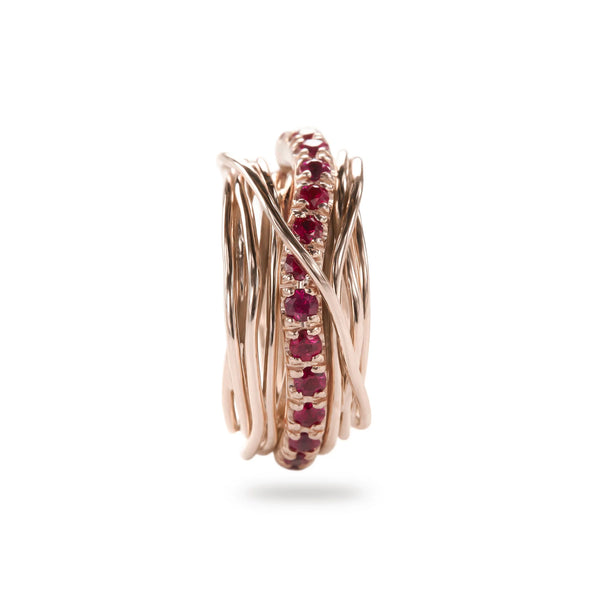 Filodellavita Prezioso 13 fili in Oro Rosa 9kt e Rubini Rubinia