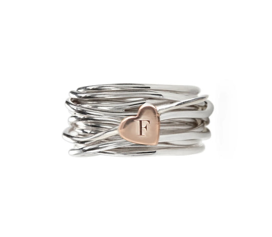 Filodellavita 13 fili in Argento 925 con cuore in Oro Rosa 9kt Rubinia