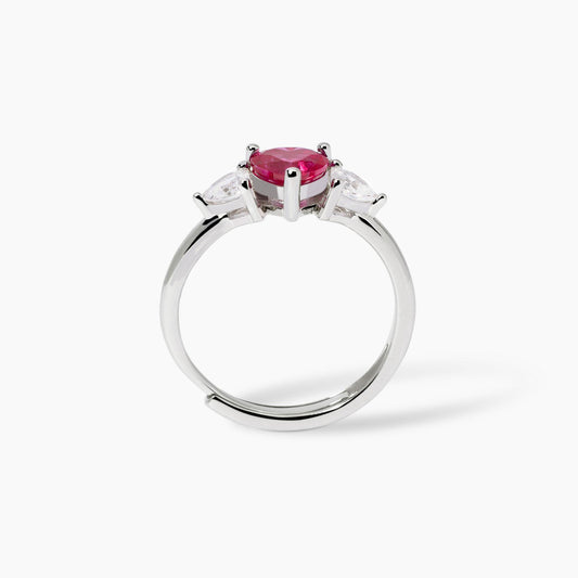Lovely, Anello con Rubino Sintetico Taglio Cuore Mabina