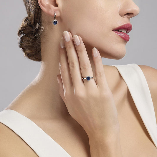 Love Affair, Anello Regolabile con Zaffiro Sintetico a Cuore Mabina