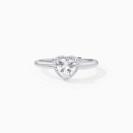 Love Affair, Anello Regolabile con Zircone Solitario a Cuore Mabina