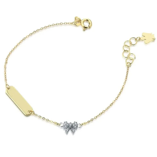 Bracciale Young con Targhetta Angelo in Oro Giallo e Fiocco Roberto Giannotti