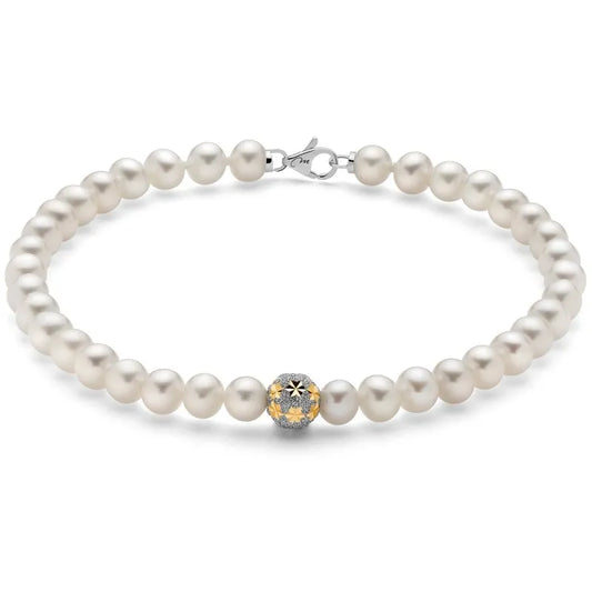 Bracciale di Perle 4-4,5mm con Boule in Oro Giallo Miluna