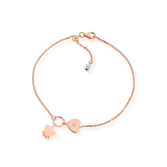 Bracciale in Oro Rosa con Angelo e Diamante Roberto Giannotti