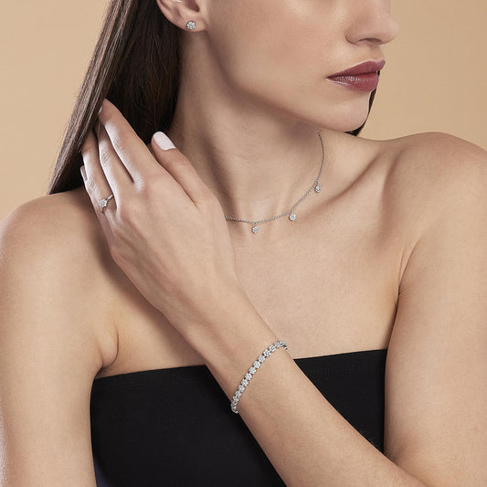 Fior Fiore, Bracciale con Zirconi a Forma di Fiore Mabina