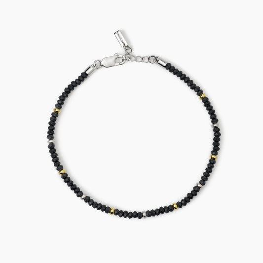 On Road, Bracciale in Argento con Ematite e Inserti Dorati Mabina