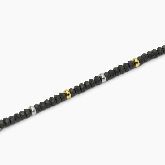 On Road, Bracciale in Argento con Ematite e Inserti Dorati Mabina