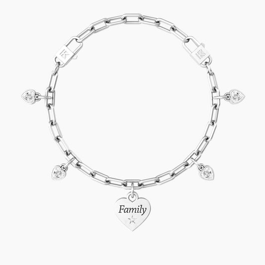 Bracciale Regolabile Famiglia con Cristalli e Ciondolo Cuore Kidult
