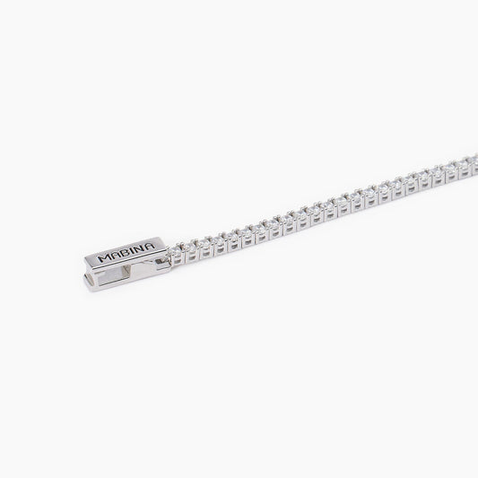 Tennis Club, Bracciale Tennis Uomo con Zirconi Bianchi Mabina