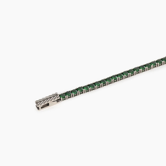 Tennis Club, Bracciale Tennis da Uomo con Smeraldi Sintetici Mabina