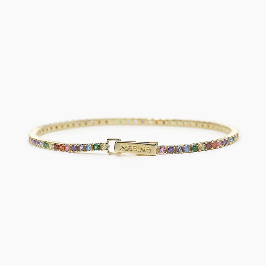 Tennis Club, Bracciale Tennis Dorato con Zirconi Multicolor Mabina
