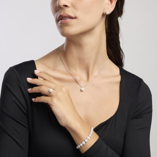 Milanesienne, Bracciale Tennis in Argento con Perle e Zirconi Mabina