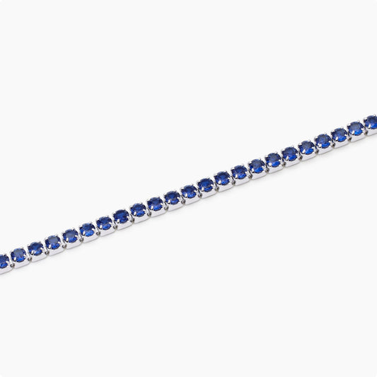 Mini Tennis, Bracciale Tennis Uomo con Zaffiri Sintetici Mabina