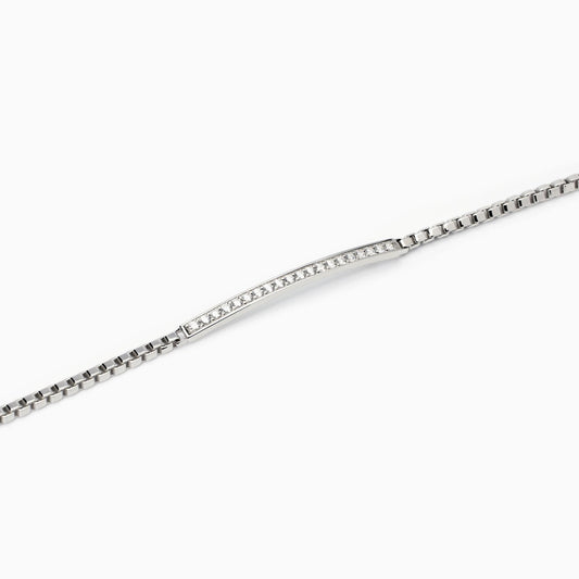 Cosmopolitan, Bracciale Uomo in Argento con Zirconi Bianchi Mabina