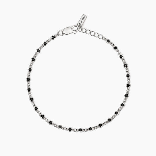 Skyline, Bracciale Uomo in Argento con Zirconi Neri Mabina