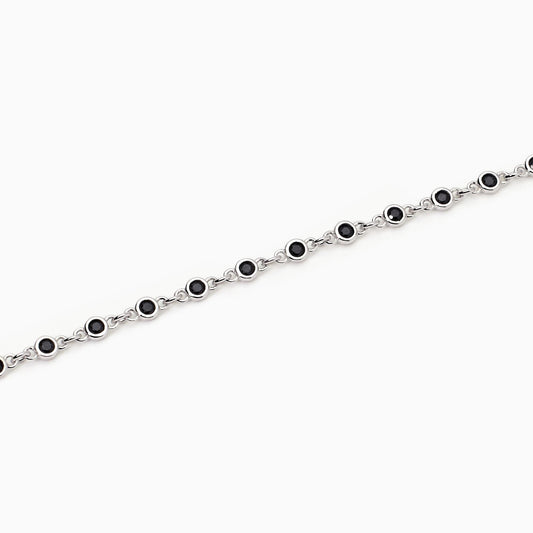 Skyline, Bracciale Uomo in Argento con Zirconi Neri Mabina