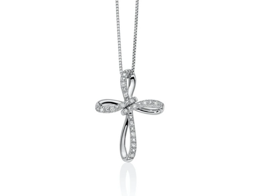 Collana in Argento 925 con Croce e Diamanti Miluna